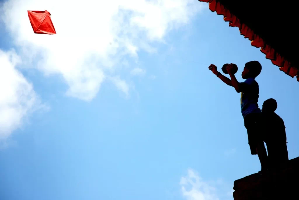 Flying Kites in Dashain
