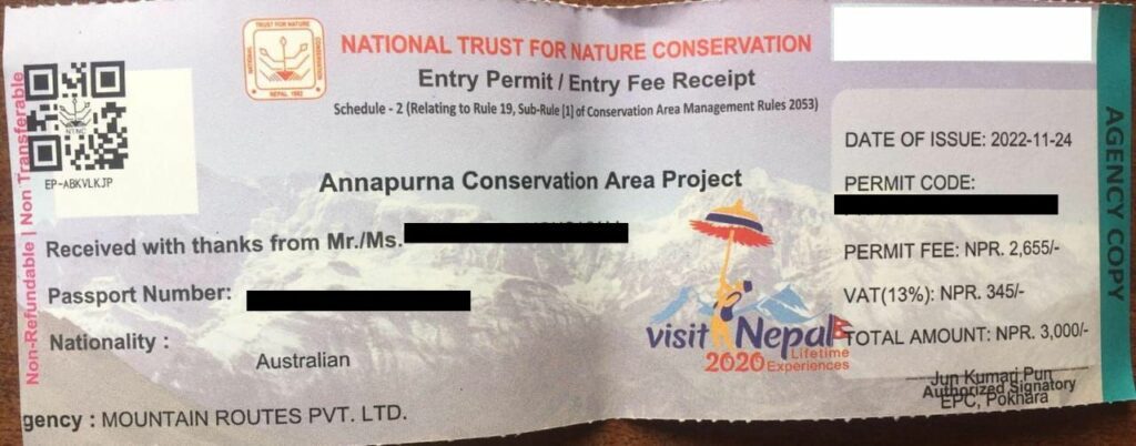 annapurna conservation area permit