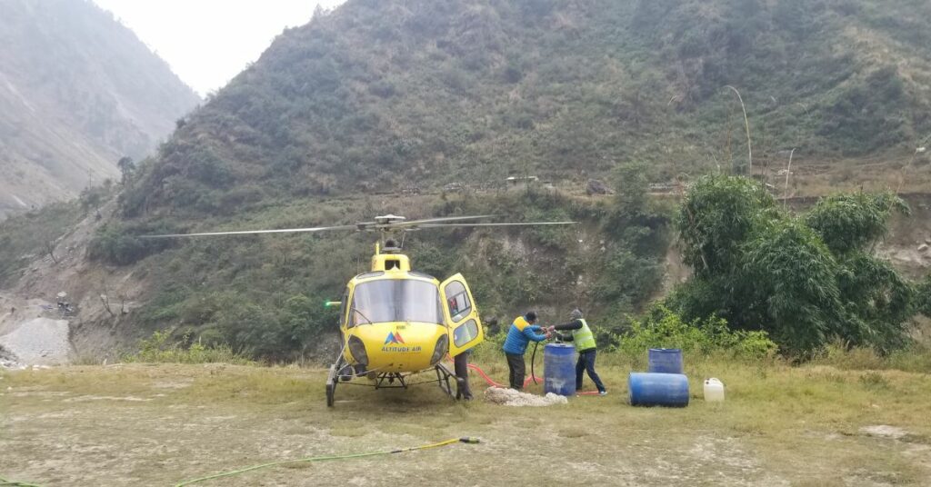 helicopter during langtang trek