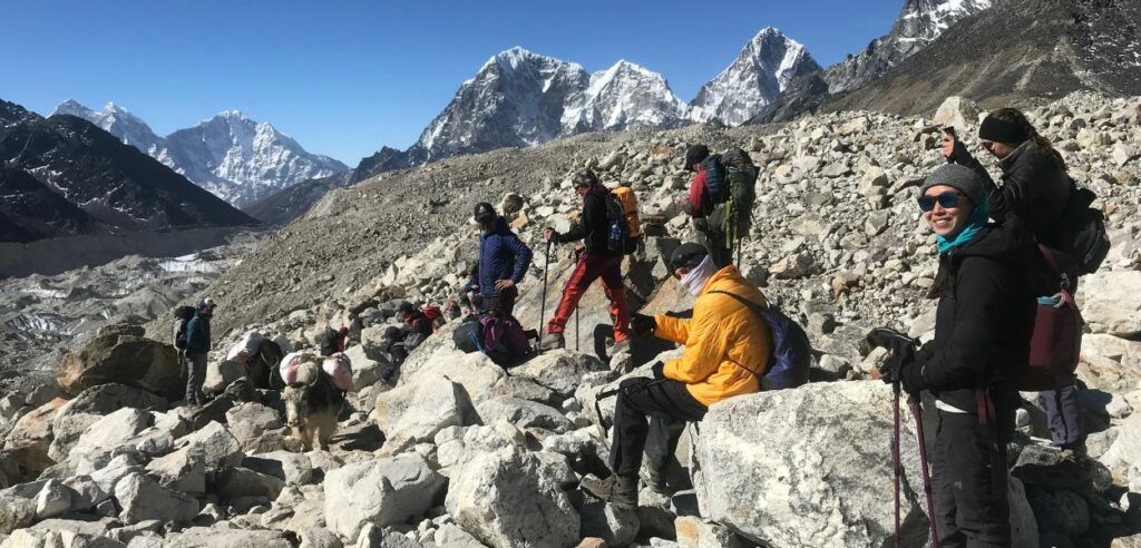 rest stop on rugged path to everest base camp