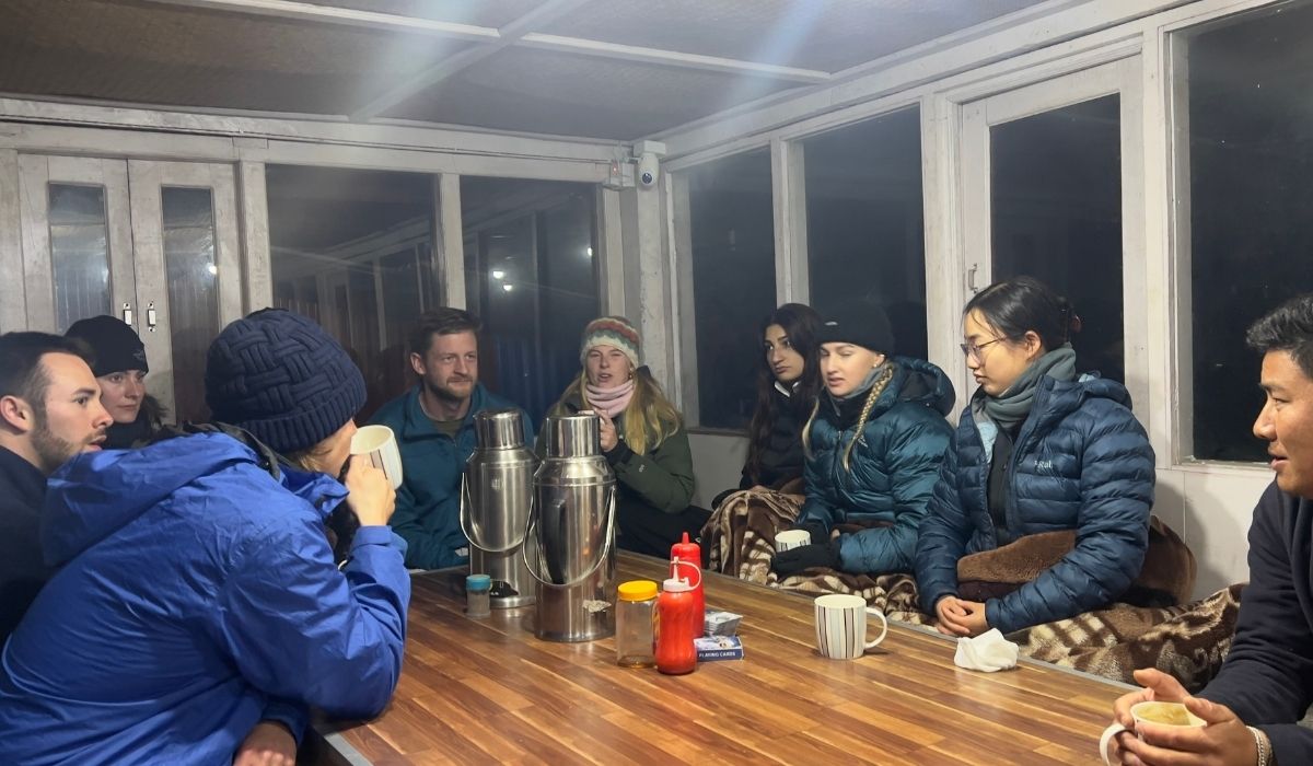 tea break while planning the next steps on North ABC Trek