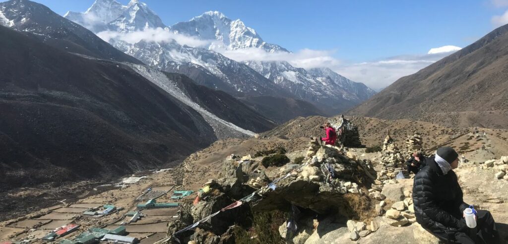 High-altitude trekking near Everest Base Camp
