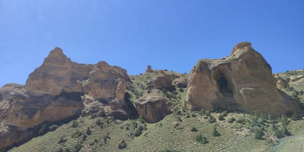 Lush hills of the Annapurna region glowing under clear skies