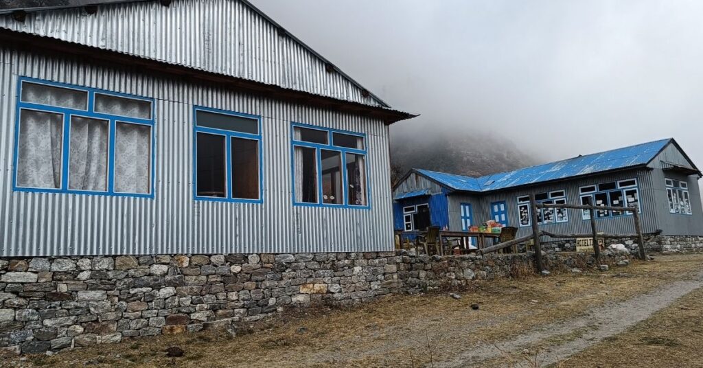 Comfortable accommodation with snowy backdrop in Langtang