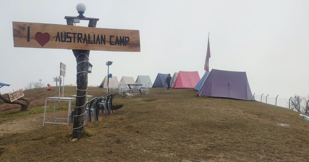 I love Australian Camp sign with colorful tents