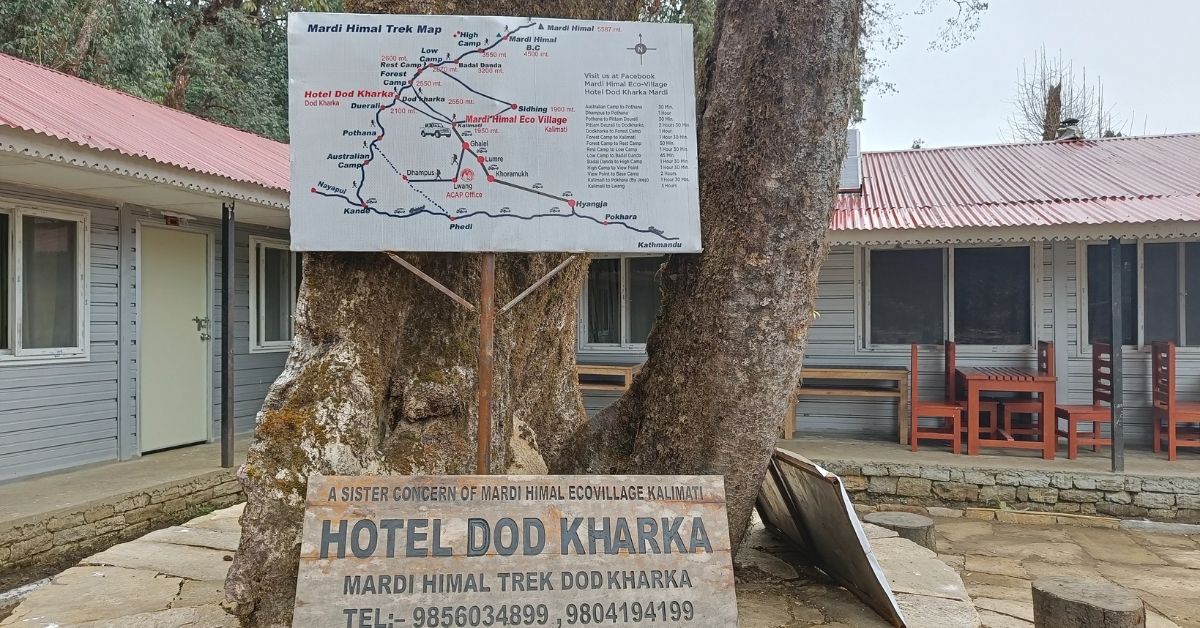 Mardi Himal trek map at hotel lodge