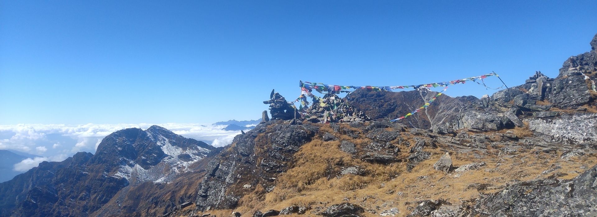 Prayer flags fluttering above Nepal's high-altitude destinations