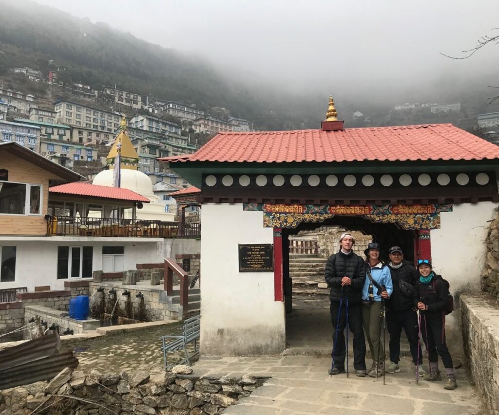 Trekkers with their trek leader in Namche Bazaar during EBC trek