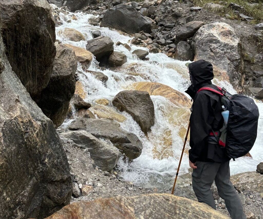 hiker on the last stretch to ABC trek