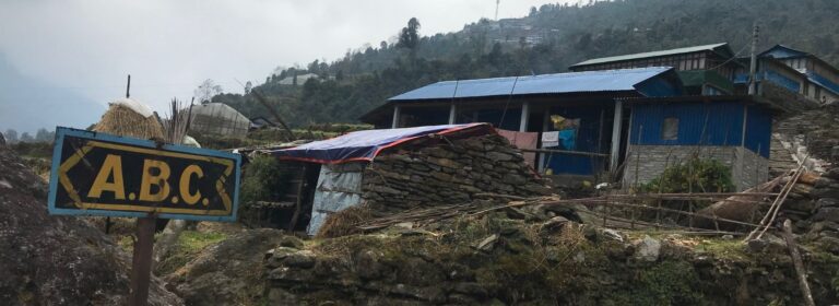 signboard of ABC on the route of Annapurna Base Camp