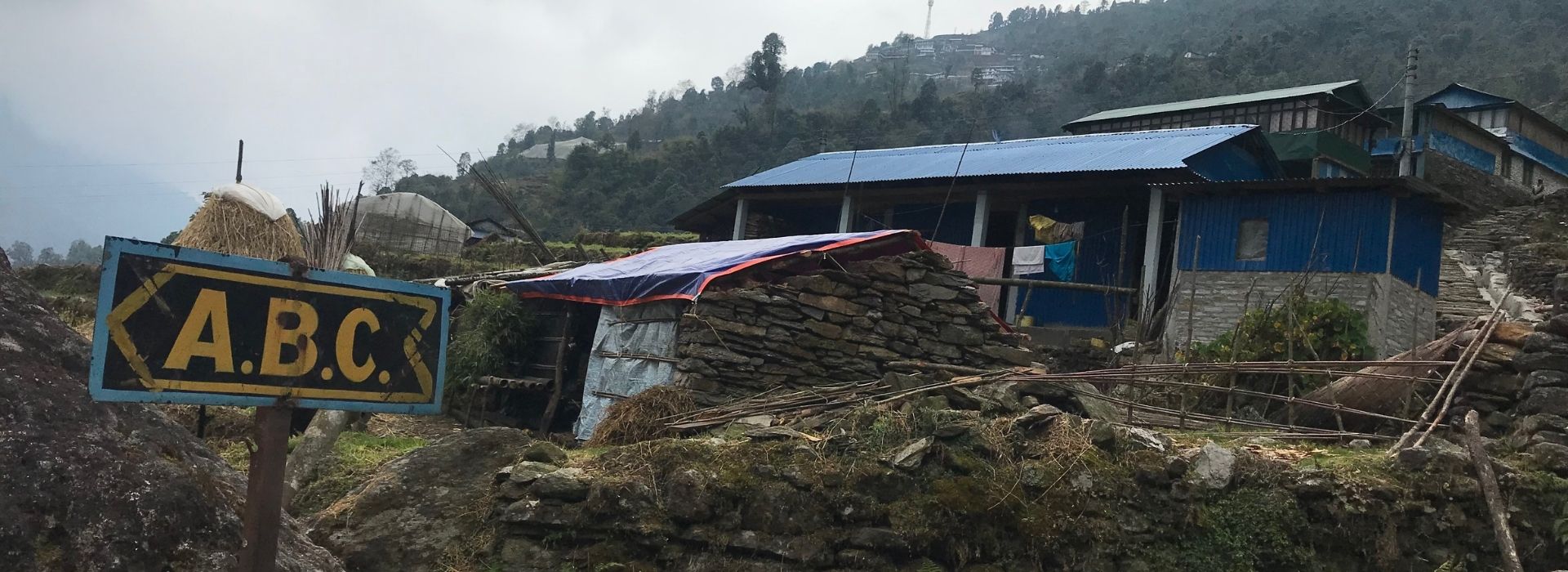 signboard of ABC on the route of Annapurna Base Camp