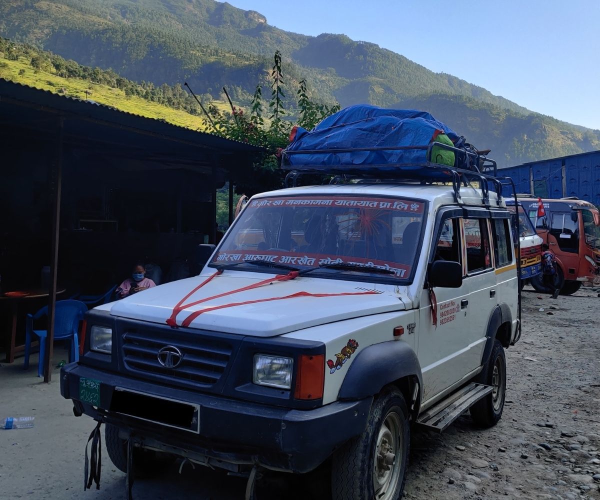 Driving from Kathmandu to Machha Khola via Arughat on a mountain road