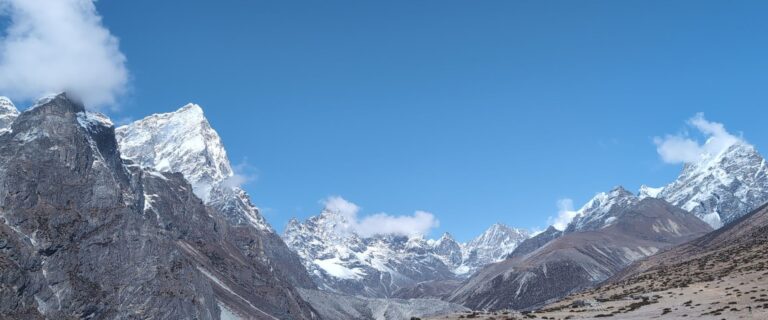 Majestic Himalayan peaks under clear September sky on EBC trek