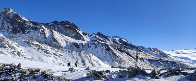 The trail to Larke Pass in autumn glows with sharp light