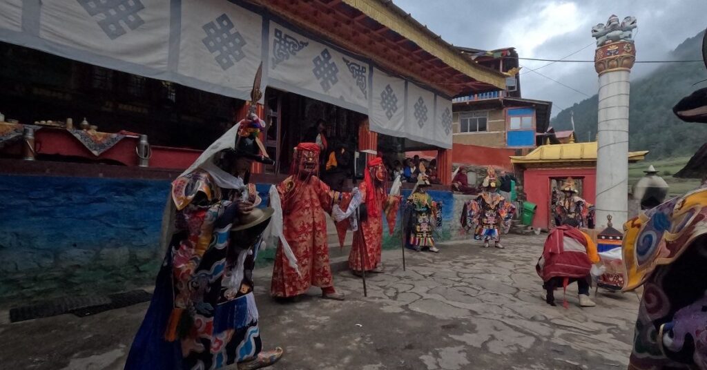 Traditional ritual performance at a mountain monastery