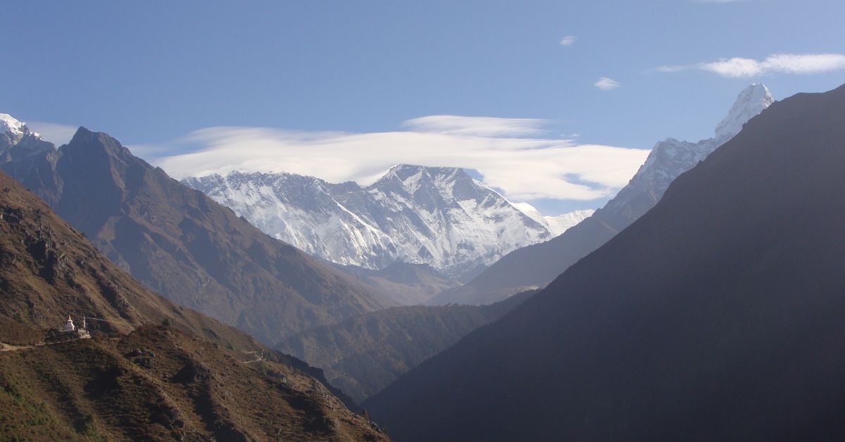 aerial mountain view during EBC heli return