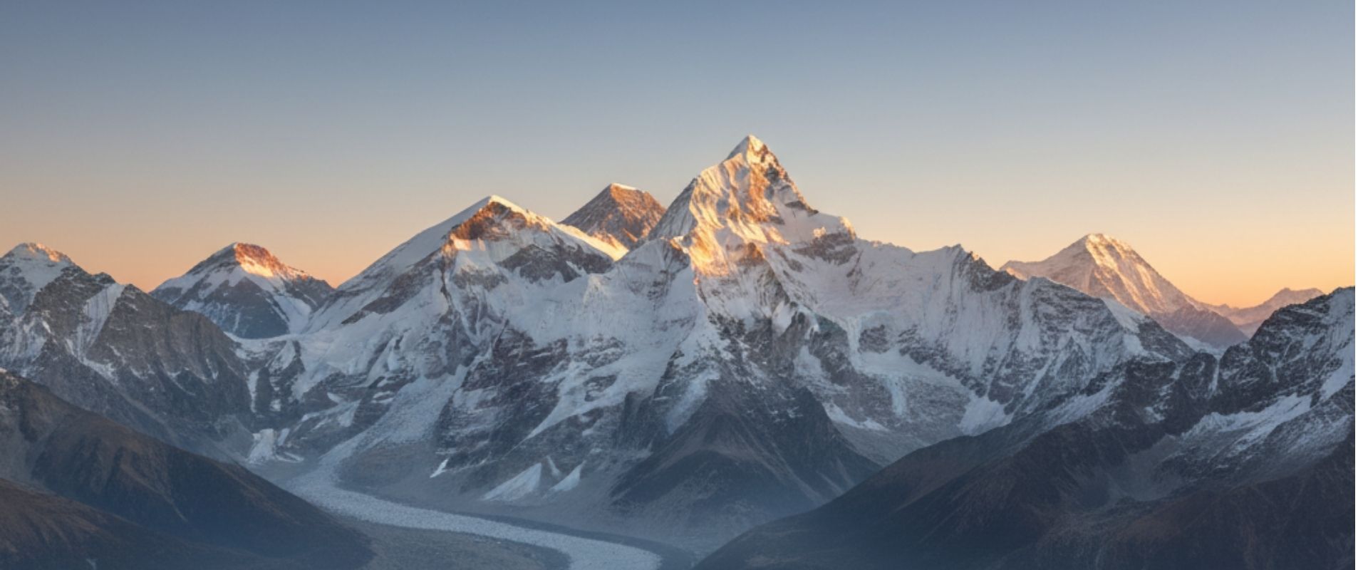 Everest from Kala Patthar with soft golden evening light