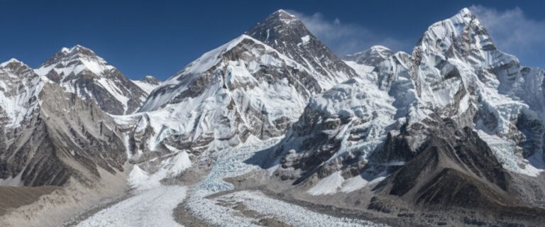 Everest massif view from Kala Patthar, showing South Base Camp