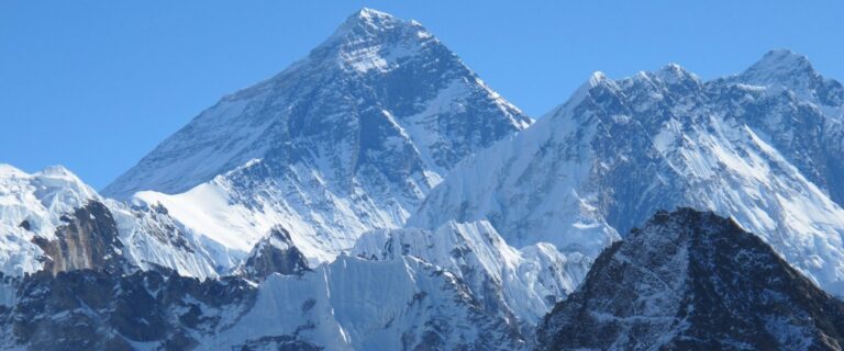 Himalayan snow peaks with Mount Everest centered