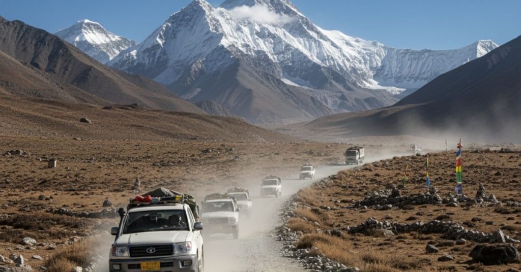 North Base Camp jeep road leading to the Tibetan side of Everest