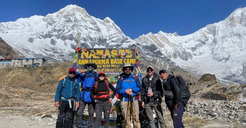reaching the Annapurna base camp after 7 days trek