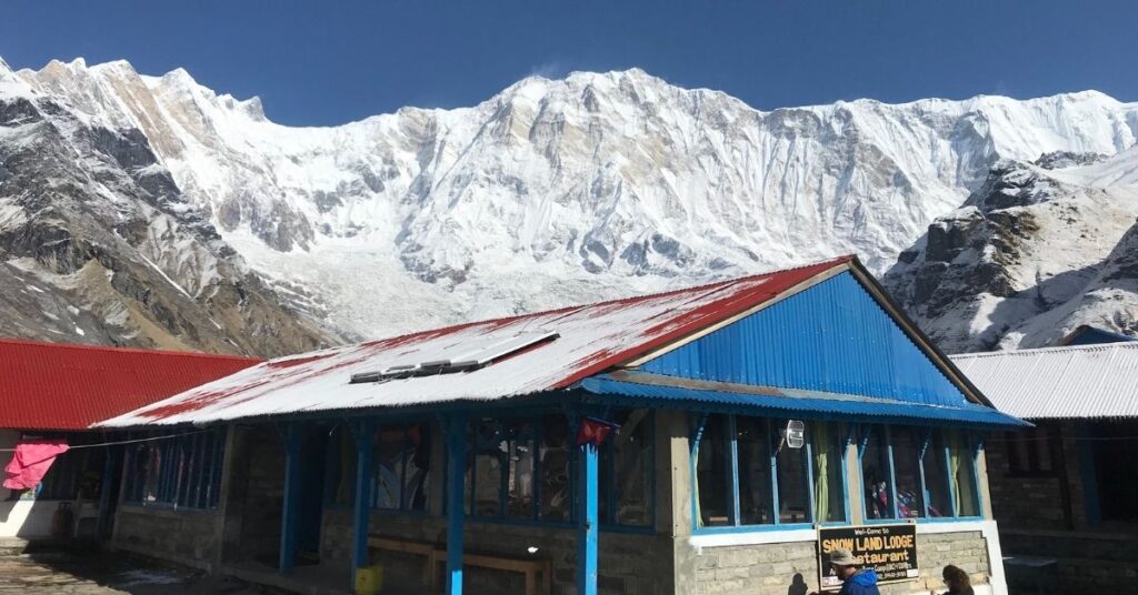 snowy mountain view on ABC acclimatization stop